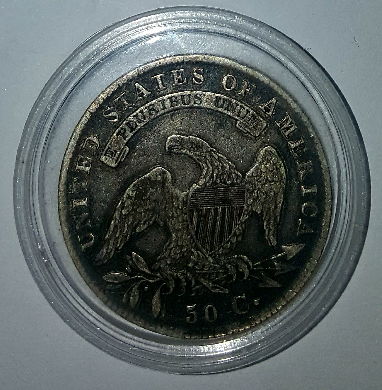 Estados Unidos 1835 Busto Tapado Moneda de 50 centavos de plata de medio dólar.