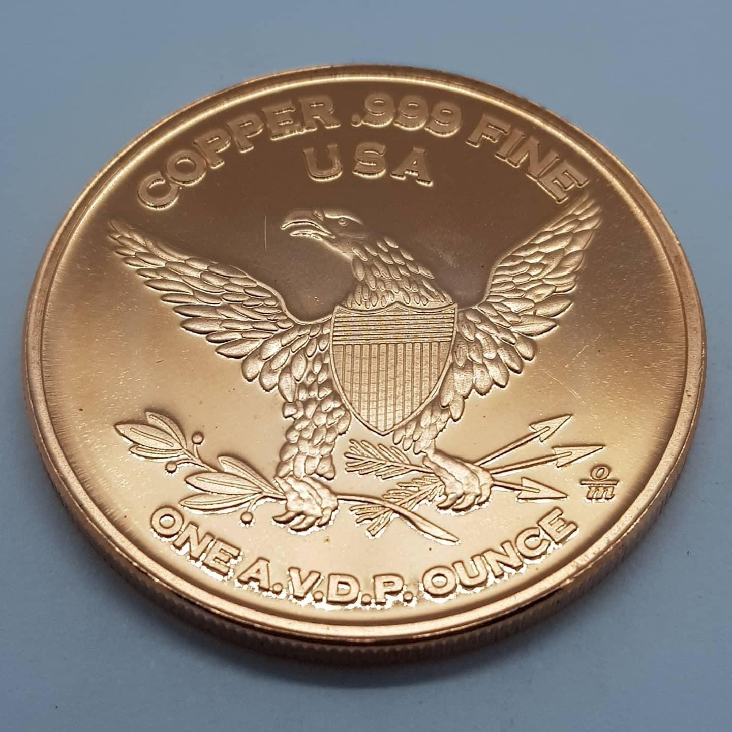 Moneda de Ronald Reagan, onza de cobre