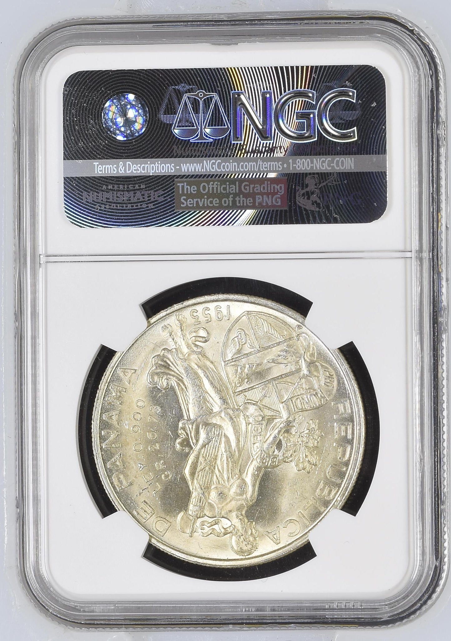 Moneda certificado NGC 1953 Balboa MS63