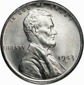 Moneda de Estados Unidos, centavo de acero de la Segunda Guerra de 1943
