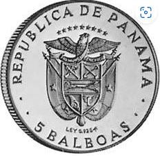 5 Balboas de 1970 - Plata