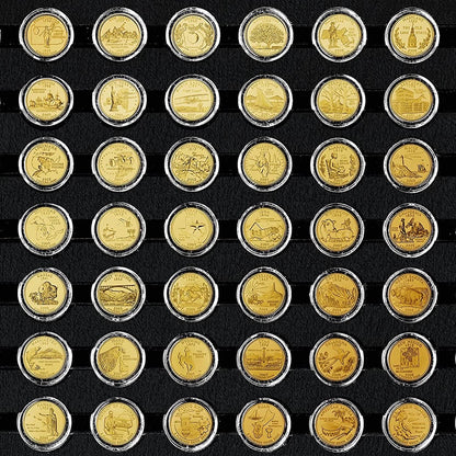 1999-2009 Cuarto de dólar 50 estado en capas de oro Set en Collectors Wood Box