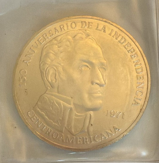 Moneda de Plata Panamá Aniversario 1971 20 Balboas 150 Años Simón Bolívar 3.8 oz