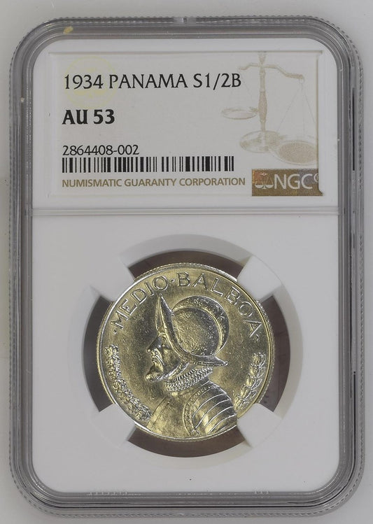 1/2 de Balboa Panamá 1934 NGC AU53