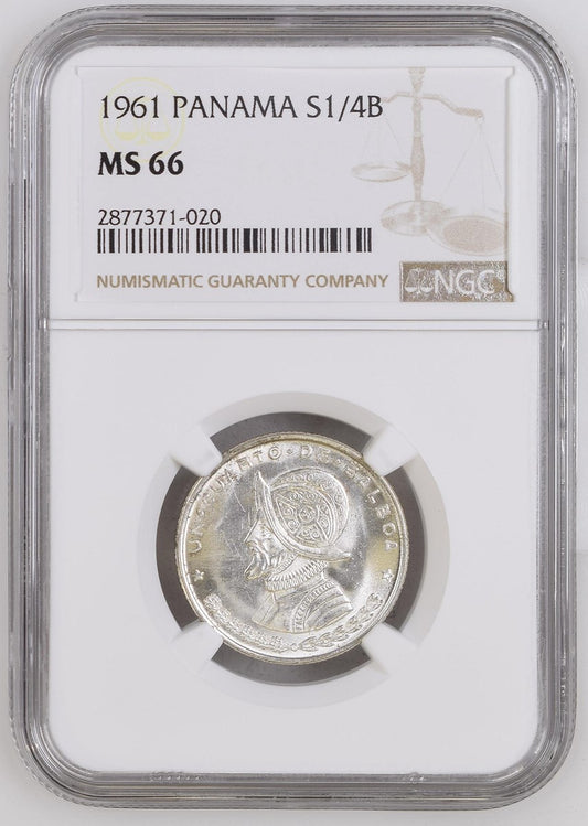 1/4 de Balboa Panamá 1961 NGC MS66