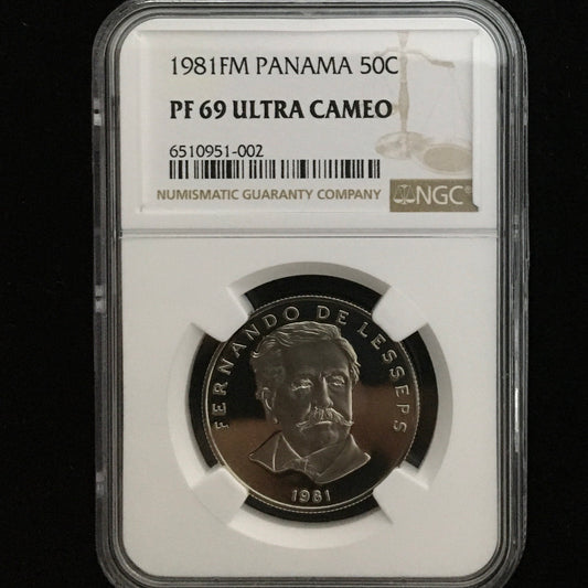 50 centésimos de Balboa de 1981 - Fernando de Lesseps - PF69