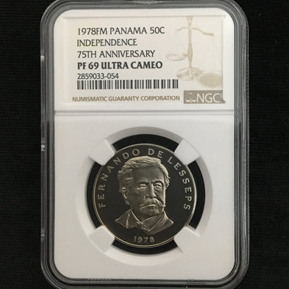 50 centésimos de Balboa de 1978 - Fernando de Lesseps - PF69