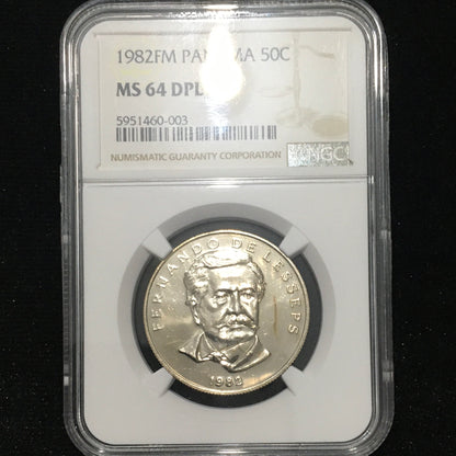 50 centésimos de Balboa de 1982 - Fernando de Lesseps - MS64 DPL