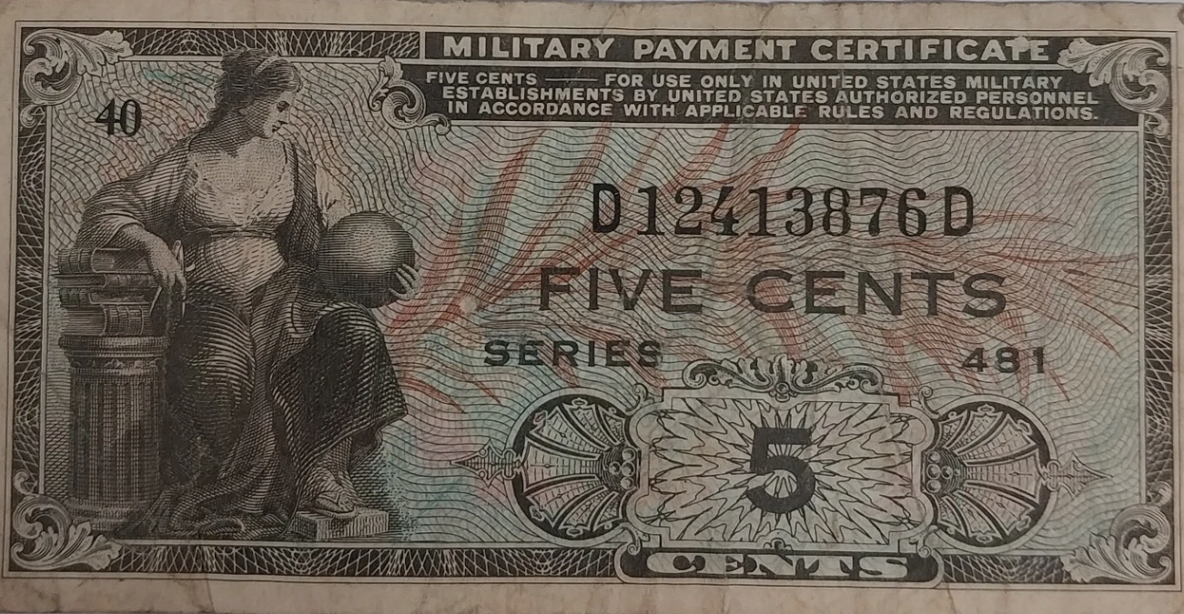Certificado de Pago Militar 5 Centavos Serie 481