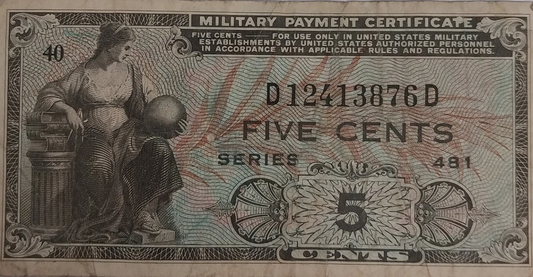 Certificado de Pago Militar 5 Centavos Serie 481