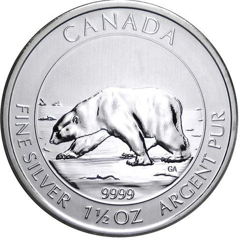 2013    8 Dólares de plata 1,5 OZ Canadá Oso Polar