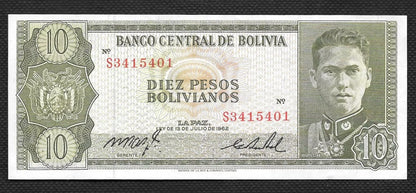 Bolivia 10 Pesos Bolivianos 1962